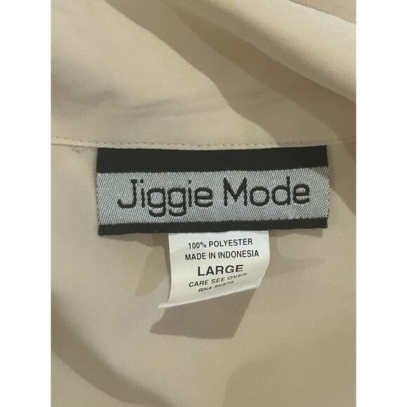 Jiggie Mode Button Up Cream Blouse Women's size L - Picture 3 of 3